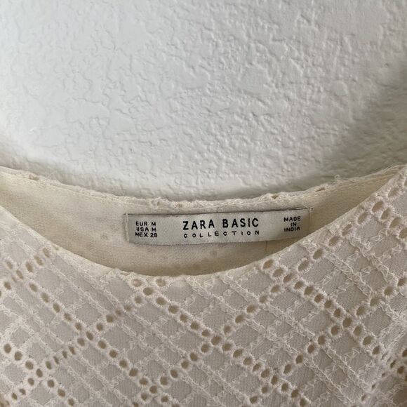 Zara White Cream Shift Lace Blouse Size Medium - Picture 2 of 4